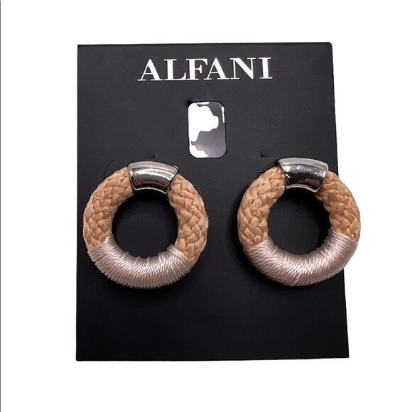Alfani Silver-Tone Braided Rope Doorknocker Drop Earrings, 1" New - Picture 3 of 4
